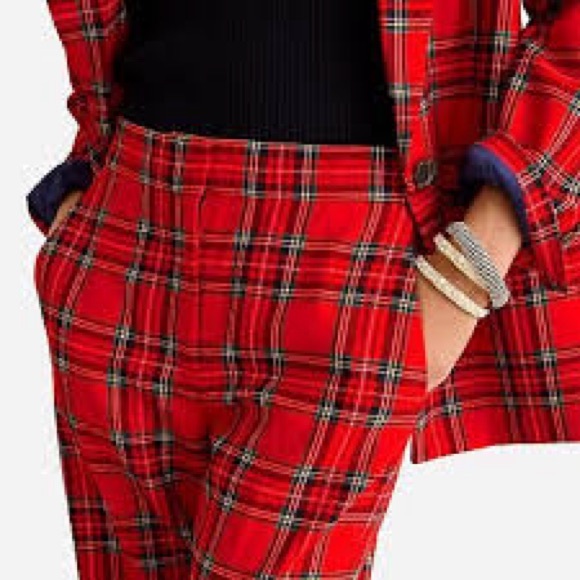 NEW J. Crew Red Tartan Plaid Wool Lined Pants Sz 4 - Picture 3 of 7